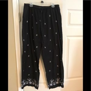 REDUCED Oscar de la Renta blk embroidered pants